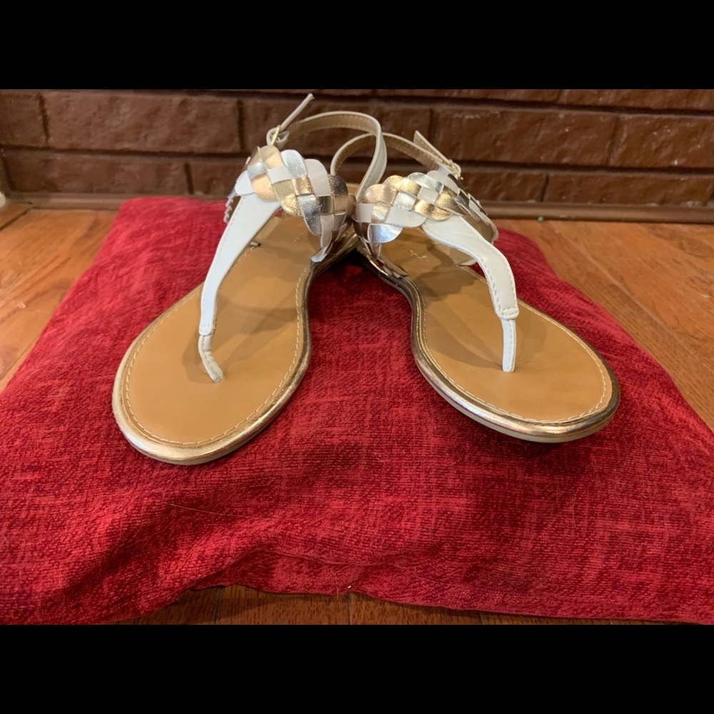 American Eagle metallic and white sandals
